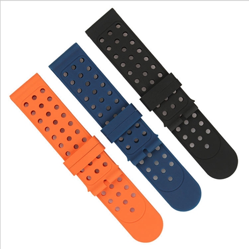 Unisex Porous Band Environment-friendly 22mm Silicone Watchband 