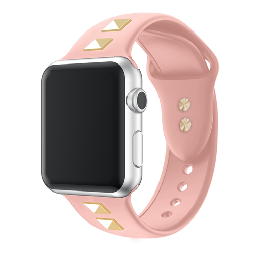Pure Color Silicone Rivet Double Buckle Strap Fit For Apple Watch