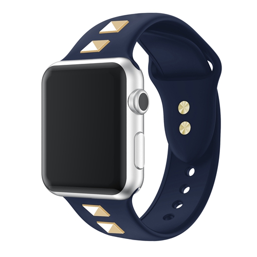 Pure Color Silicone Rivet Double Buckle Strap Fit For Apple Watch