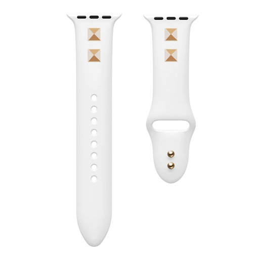 Pure Color Silicone Rivet Double Buckle Strap Fit For Apple Watch