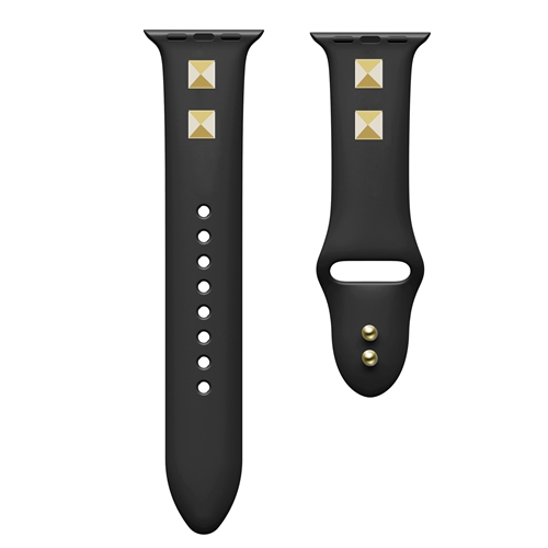 Pure Color Silicone Rivet Double Buckle Strap Fit For Apple Watch