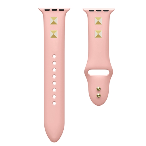 Pure Color Silicone Rivet Double Buckle Strap Fit For Apple Watch