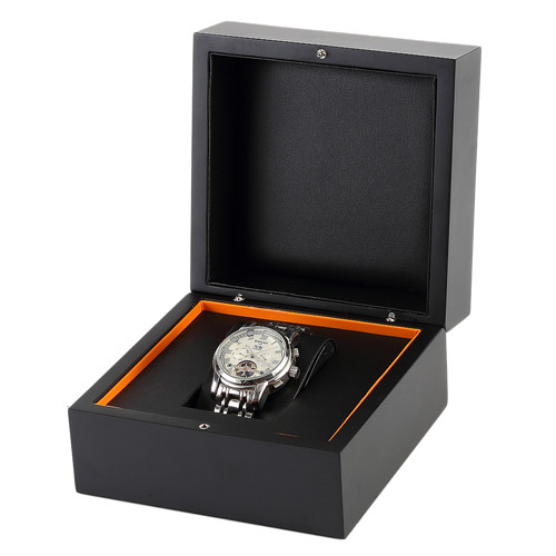 Single Black Wood Matt Lacquered Watch Bracelet Storage Case Display Box Luxury
