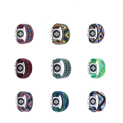 Nylon Jacquard Pattern Elastic Watch Strap Fit For Apple Watch