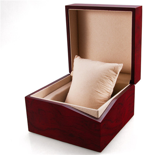 High-end Wooden Box With Pillow Red Factory Custom Watch Box